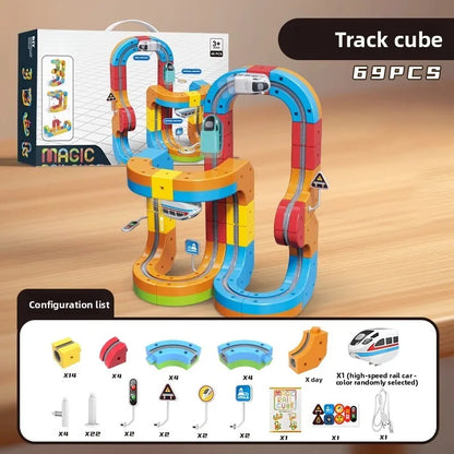 2025 Hot Toys Magic Track Cube Girls Puzzle Playhouse Toy Gifts High Speed Rail